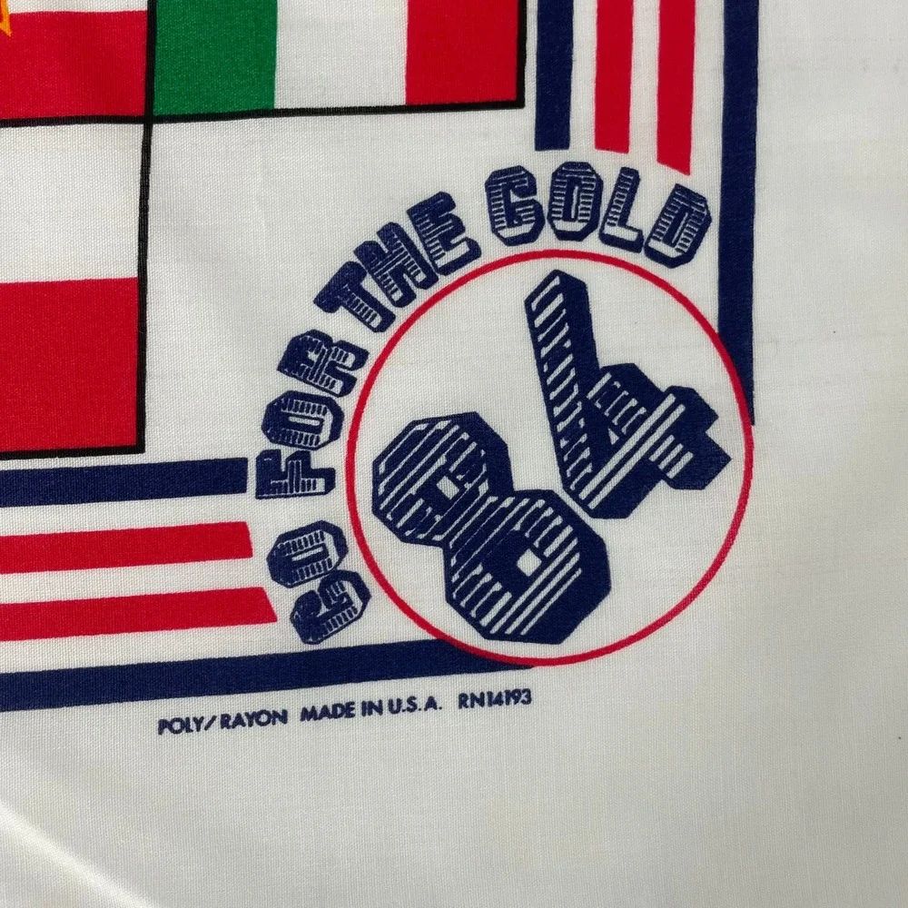 Vintage Olympic Bandana 1984 NWT Flags Los Angeles USA Go For The Gold Scarf
